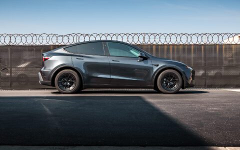 Stealth Grey Tesla Model Y Standard on 19-Inch UP-RW FF Wheels