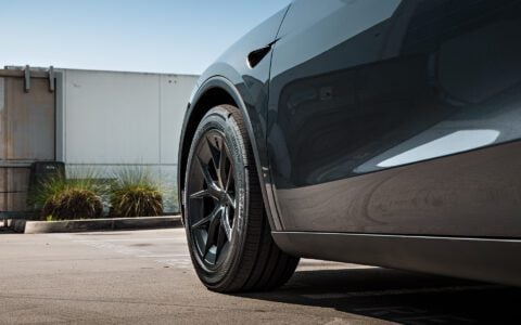 Stealth Grey Tesla Model Y Standard on 19-Inch UP-RW FF Wheels