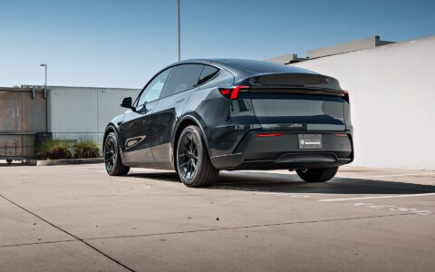 Stealth Grey Tesla Model Y Standard on 19-Inch UP-RW FF Wheels