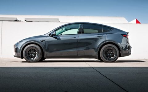 Stealth Grey Tesla Model Y Standard on 19-Inch UP-RW FF Wheels