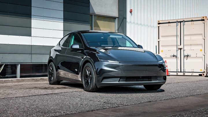 Stealth Grey Tesla Model Y Standard on 19-Inch UP-RW FF Wheels