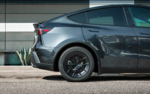 Stealth Grey Tesla Model Y Standard on 19-Inch UP-RW FF Wheels