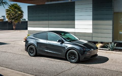 Stealth Grey Tesla Model Y Standard on 19-Inch UP-RW FF Wheels