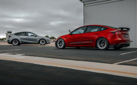 Red Rocket Tesla Model 3 Performance Highland and Model Y Juniper on UP-RW Road Warrior Wheel by Unplugged Performance 1920px (5)